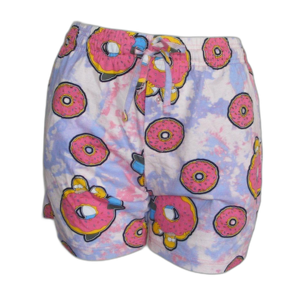 SIMPSONS Lounge shorts, S, Tie-dye Purple, Homer Eating giant donut, Pocket